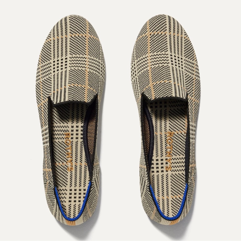 Rothys ivory glen plaid loafers